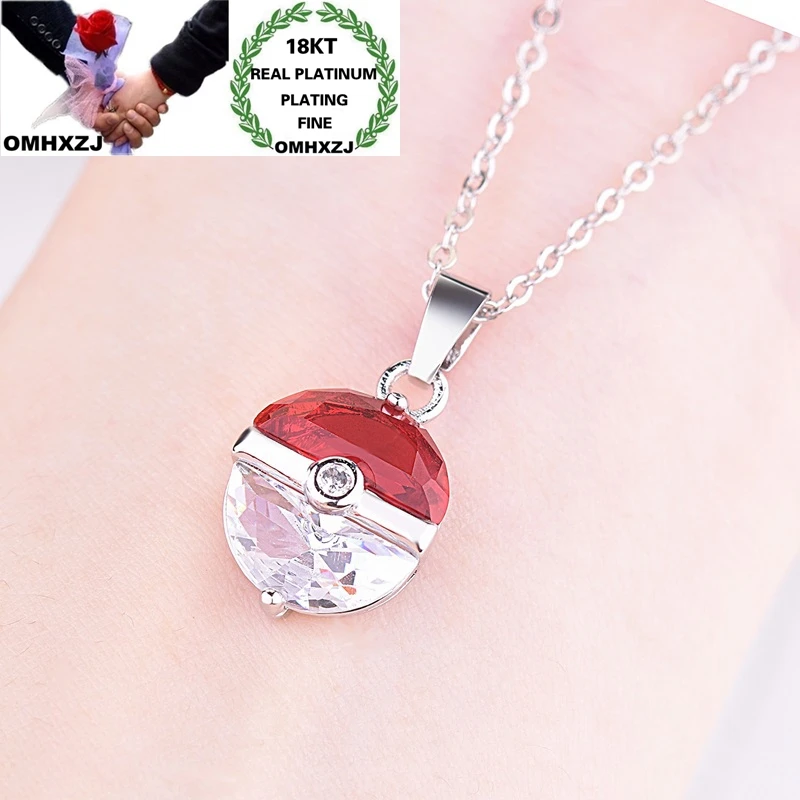 OMHXZJ NA309 Wholesale European Fashion Woman Girl Party Birthday Gift Comic Spirit AAA Zircon 18KT White Gold Pendant Necklace