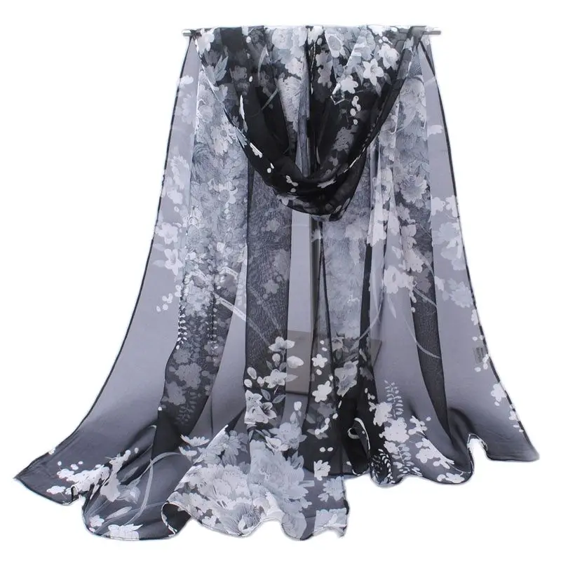 

Spring Style Long Chiffon Silk scarves 50*160cm Floral style flowers Floral print scarves Woman Scarf Q5A16281