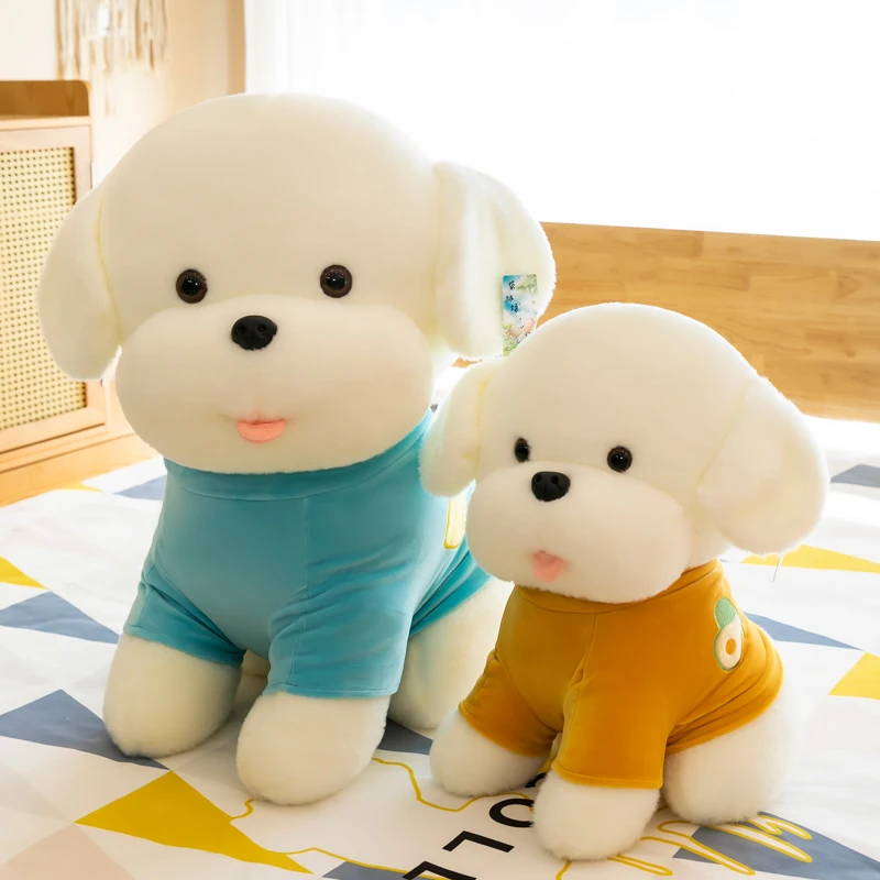 

lovely dog plush toy squatting dog dressed cloth dog soft doll Christmas gift b2634