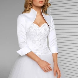 Mingli Tengda Stain Bride Bolero wzrusza ramionami dla kobiet stójka Stola kurtka ślubna 3/4 rękawy Cape Bridal Polly Custom Made