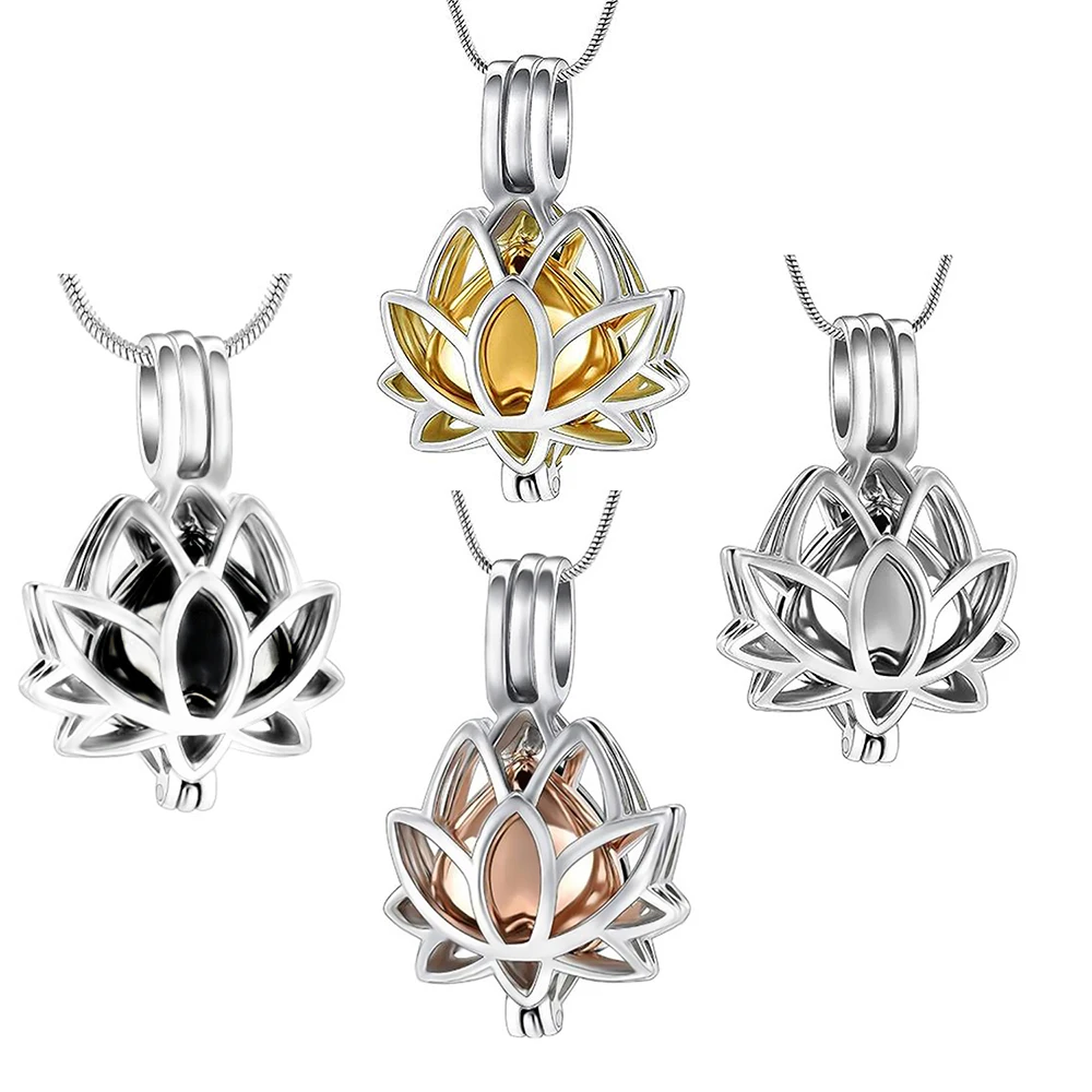 

Urn Necklace for Ashes Lotus Flower Ashes Necklace for Human Stainless Steel Memorial Keepsake Urn Necklace for Men Women Ashes