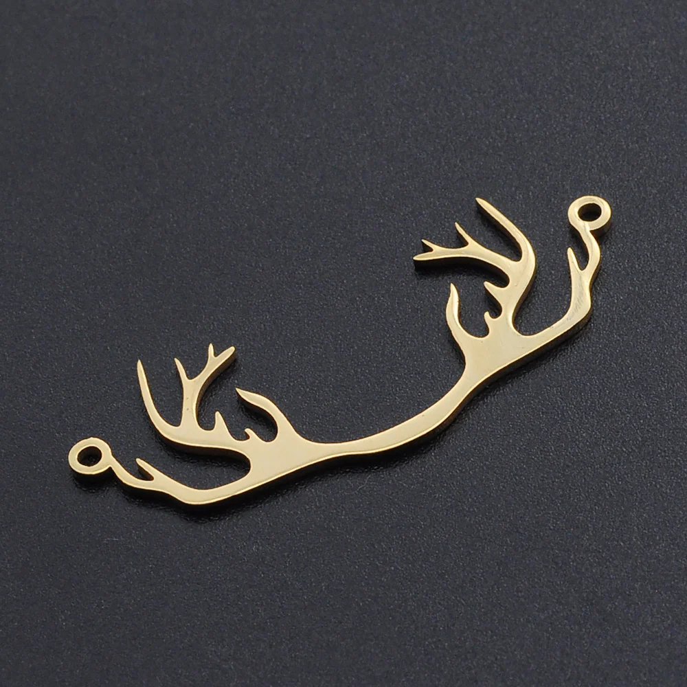 5pcs/lot 316 Stainless Steel  Antler Connector Pendants   Wholesale Top Quality Jewelry Making Charms