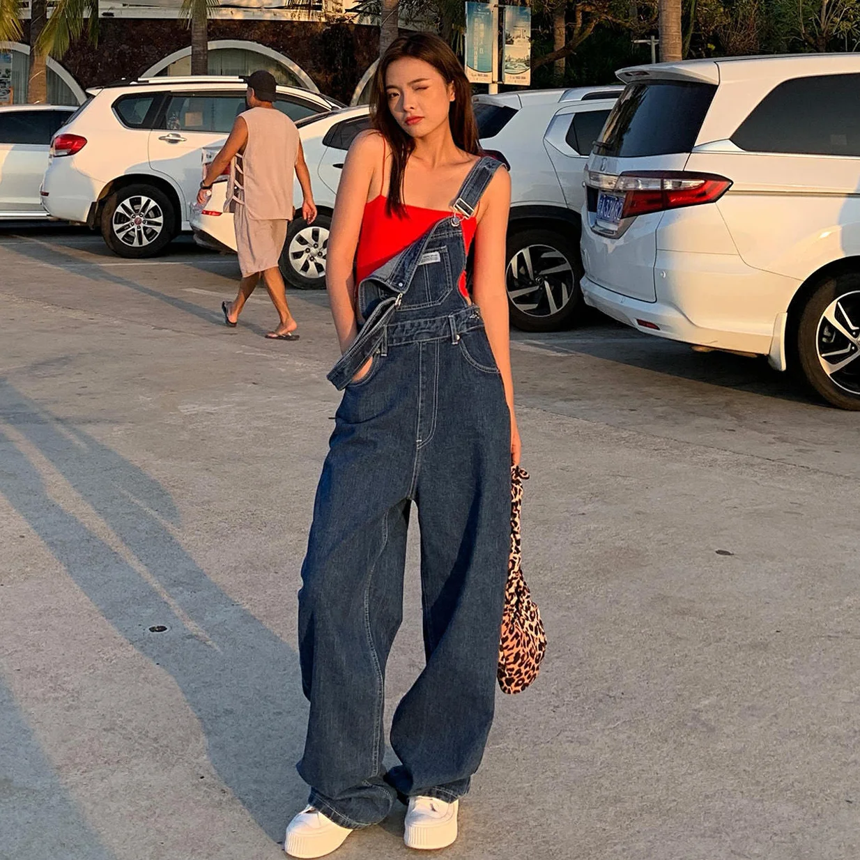 Autumn Denim Straight Baggy Ladies All-Match Pockets Design Mujer Leisure Jumpsuits Women Student Hipster Aesthetic Retro