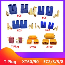 Kit de conector de batería de enchufe macho y hembra, conector Banana chapado en oro para piezas RC, XT60, XT90, EC2, EC3, EC5, EC8, 2 pares, 5 pares, 10 pares