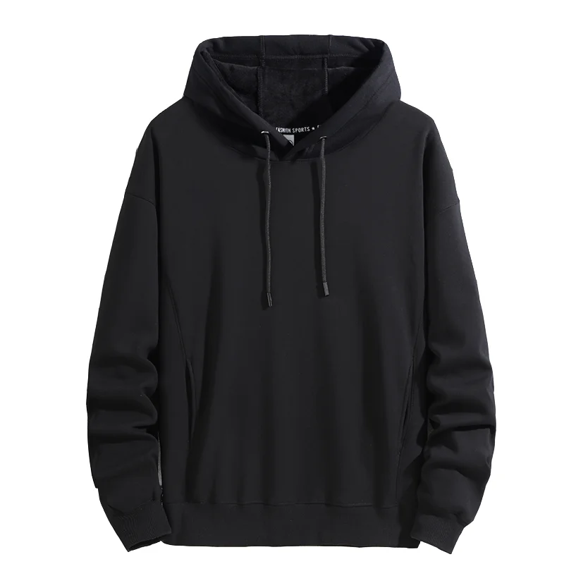 Winter Plush Hoodie Custom Long Sleeve Hooded Warm Jacket Cheap Embroidered Logo Fashion Solid Color Sweatshirt
