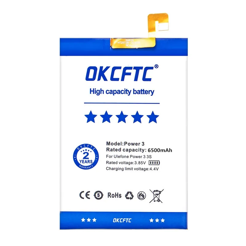 100% Original OKCFTC 6500mAh Battery For Ulefone Power 3 3S