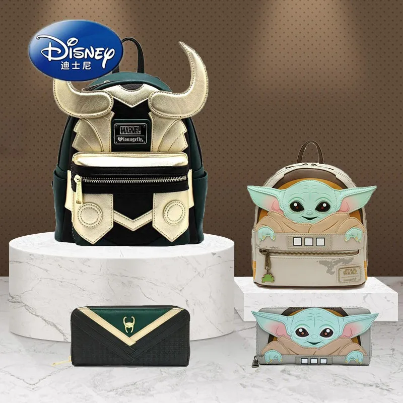 Disney Marvel PU Leather Backpack Loki Thor Super Hero Travel Bags Cartoon Baby Yoda Young Girl Schoolbag Handbag For Women