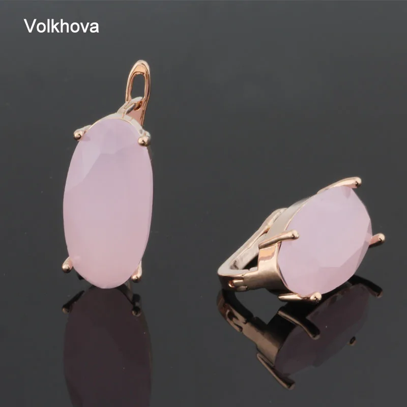 New Fashion Earrings Cubic Zircon Stud Earrings Oval Shape Rose Gold Color Big Earrings for Women Accessories Party Jewelry