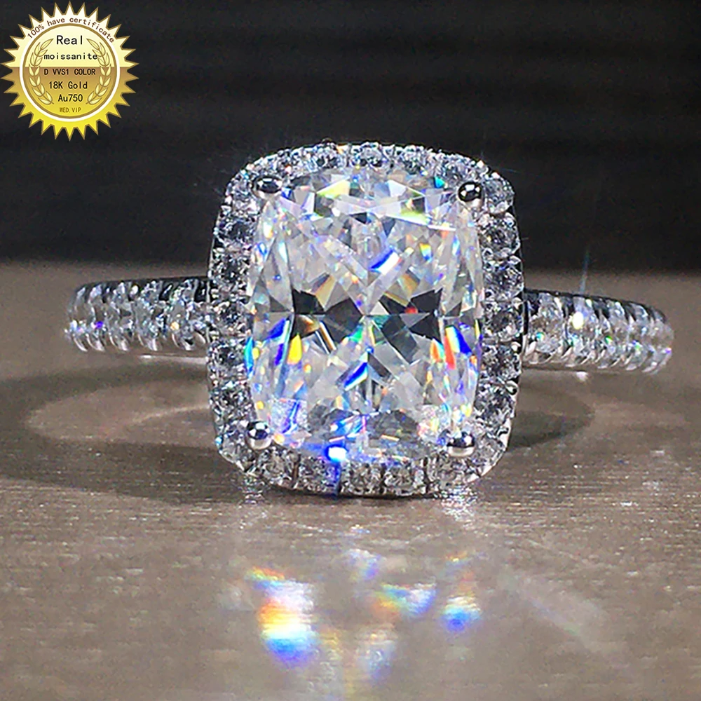 

14K Au585 White Gold Ring 1 2 3 4 5 Carat Round DVVS Moissanite Diamond Ring Women Wedding Party Engagement