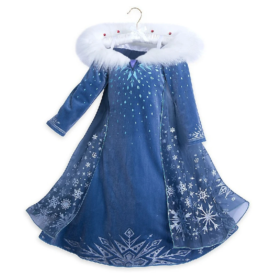 Snow Queen Elsa 2 Princess Dress para meninas, Velvet Party Ball Gown, Kids Christmas Carnival Cosplay, Masquerade Costume, Halloween