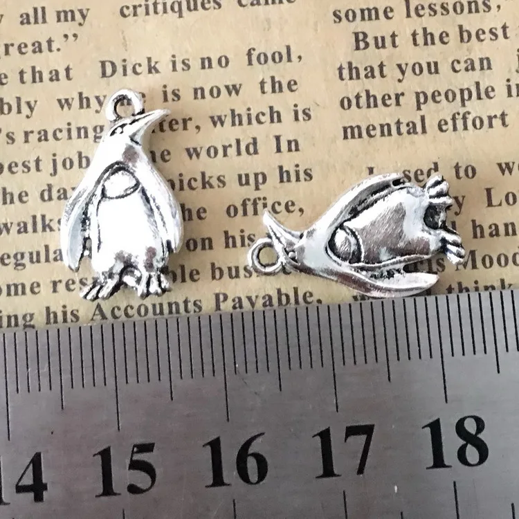 10 pieces/lot 12*20mm Antique silver color Metal alloy Penguin Charm Pendant Necklace Bracelet Key chain DIY jewelry making