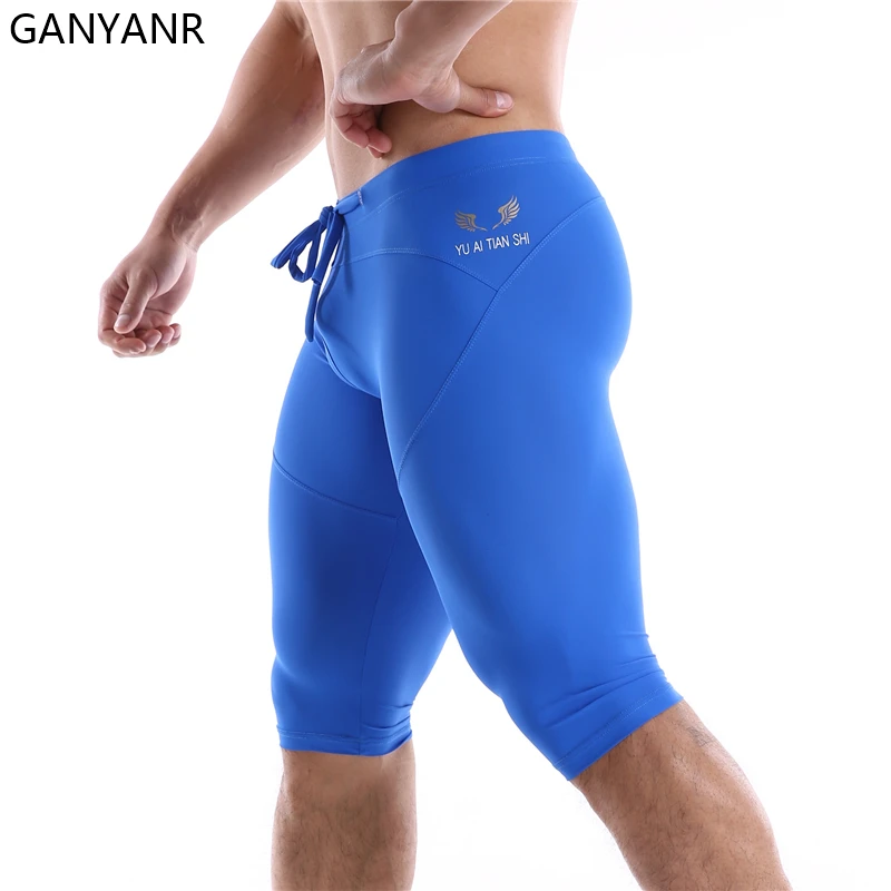 GANYANR Running Tights Men Compression Leggings Gym Sportswear Sexy Basketball Yoga Skins Sport Shorts Training Jogging Athletic