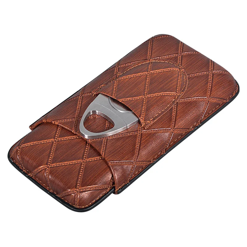 تحقق نمط علبة سجائر جلدية 3 حزمة السيجار بولي Case حافظة جلدية مقاوم للرطوبة مقاوم للماء المحمولة حافظة سجائر مقص