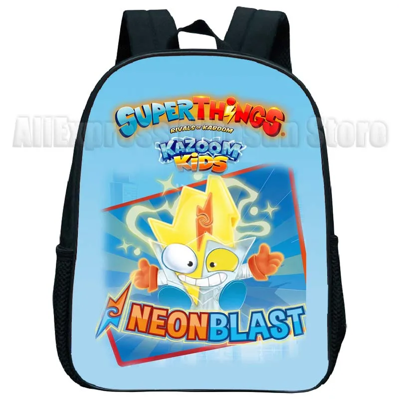 Superthings 8 Kazoom Kids Neonblast Mini Backpack Boys Girls Cartoon Game Kindergarten Rucksacks Toddler Child Bookbag Mochila