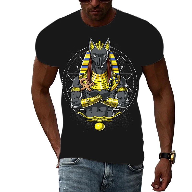 Summer New anubis graphic t shirts For Men Fashion Personality Popular patterns Casual Print T-shirts Trend Hip Hop t-shirt