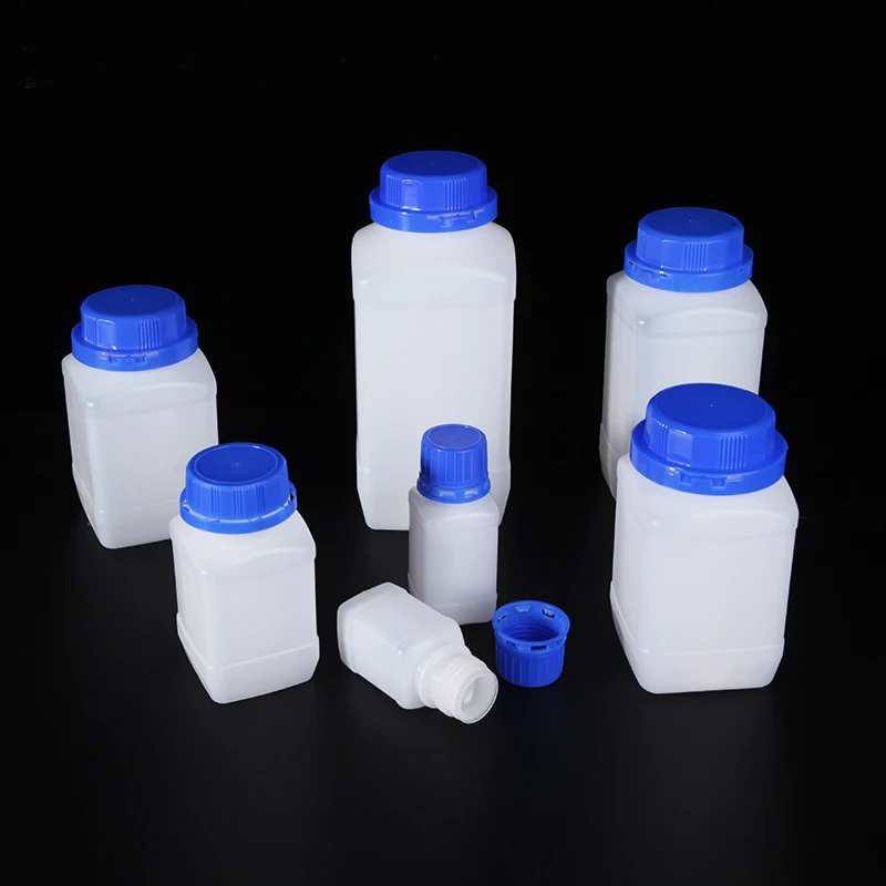 Anti-theft Blue Cap Square Plastic Reagent Bottle Svample Vial Laboratory Sample Bottle