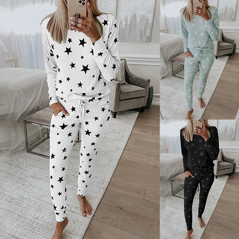 Fanceey Spring Pajama Set Women Sleepwear Fashion Lounge Wear Set Female Loungewear Nightie Ladies Home Suit Women Home Clothes