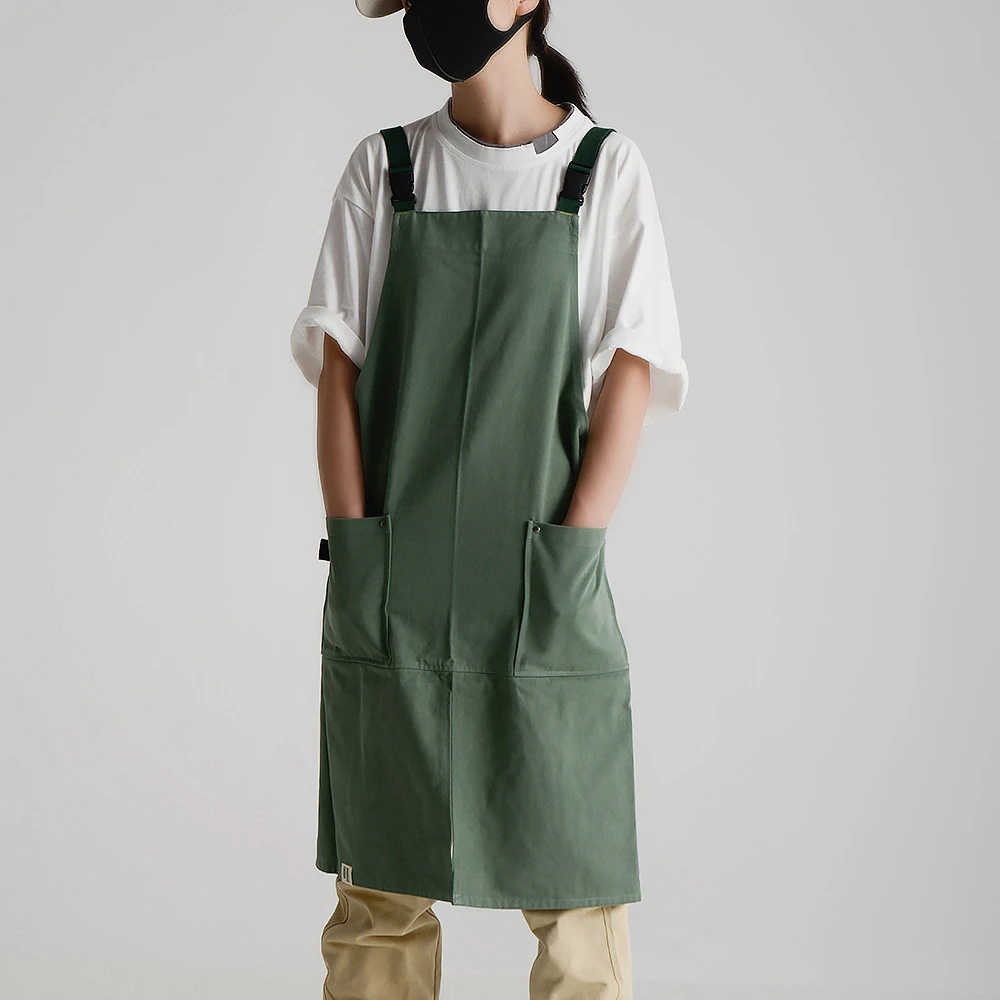 Japanese Style Men's And Women's Aprons Canvas Waterproof Bibs Restaurant Florists Cooking Overalls Cotton Kitchen Aprons