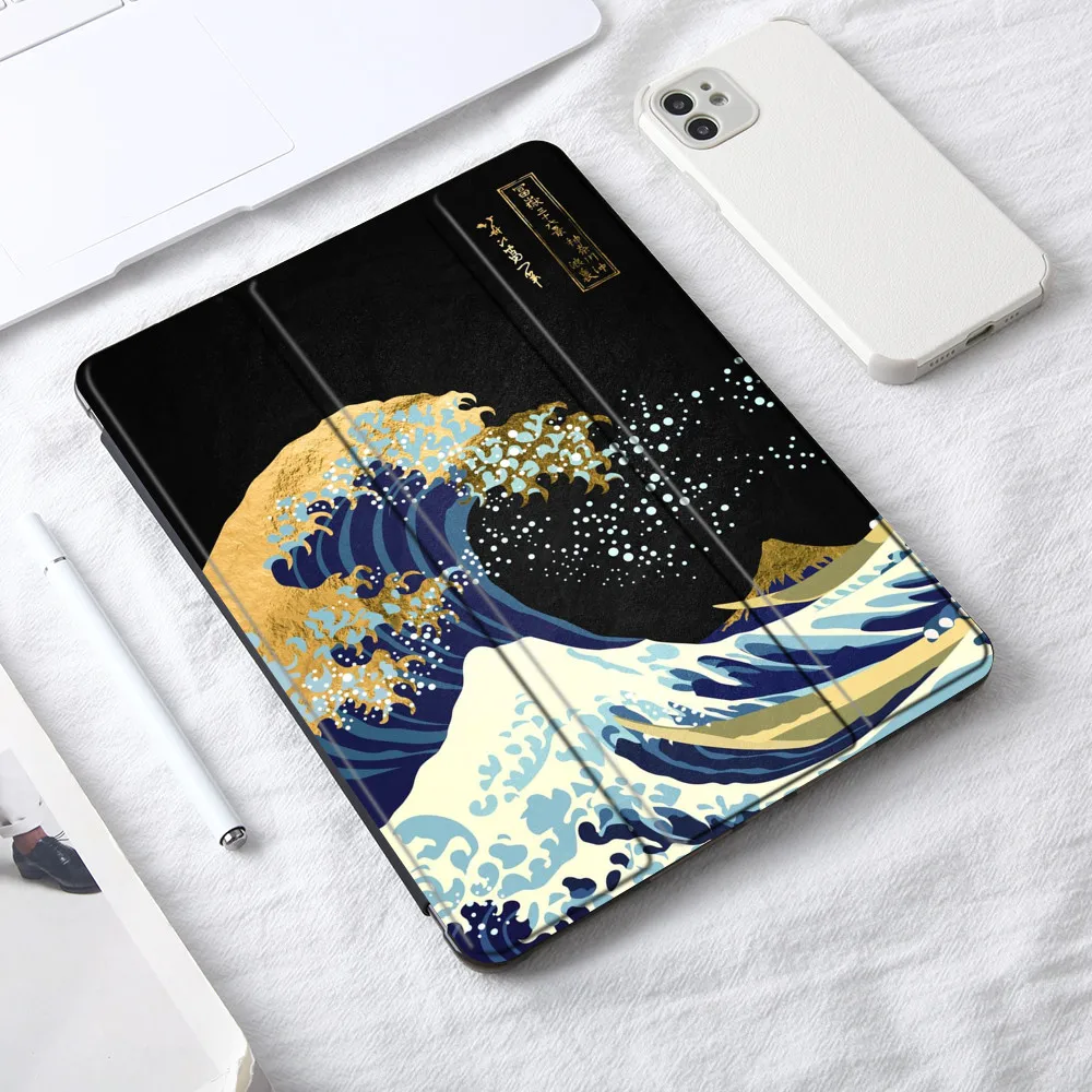 

Custom Name Carp Waves Black Case for iPad 10.9 Air 4 2020 Smart Cover for iPad 9.7 6th 10.2 8th Generation Mini 6 12.9 iPad Pro