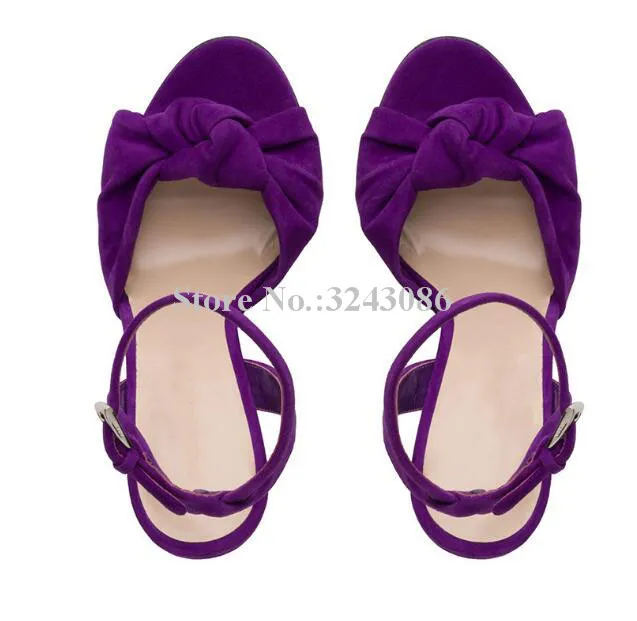 Fashion Purple Knot Lady Sandals Classical Design Red Black Stiletto Heel Summer Sandals Shoes Elegant Female Banquet Shoes