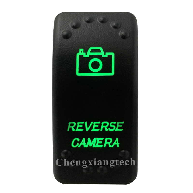 5 Pin On Off SPST Car Boat Rocker Switch-Reverse Camera - Green Led Light- for 4x4 Carling Narva Caravan Marine 12v 24v