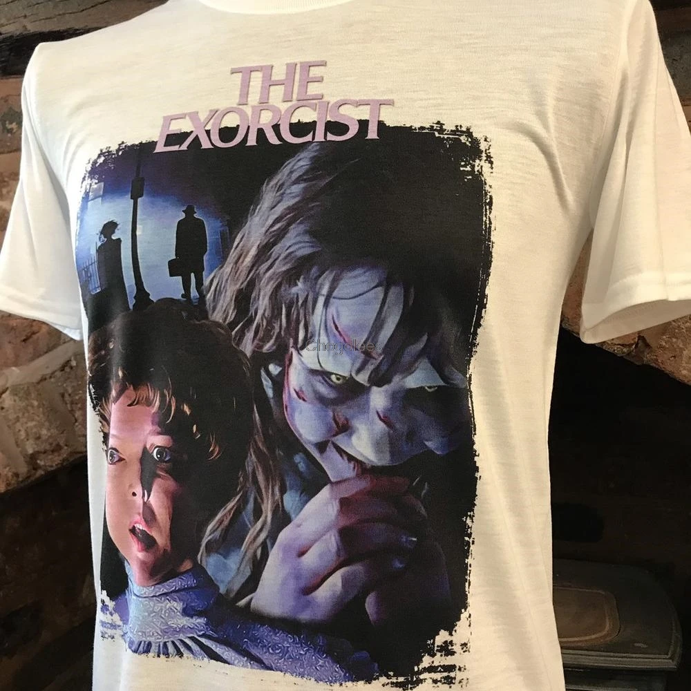 The Exorcist White T shirt. Regan Macneil Linda Blair Ellen Burstyn. . Horror