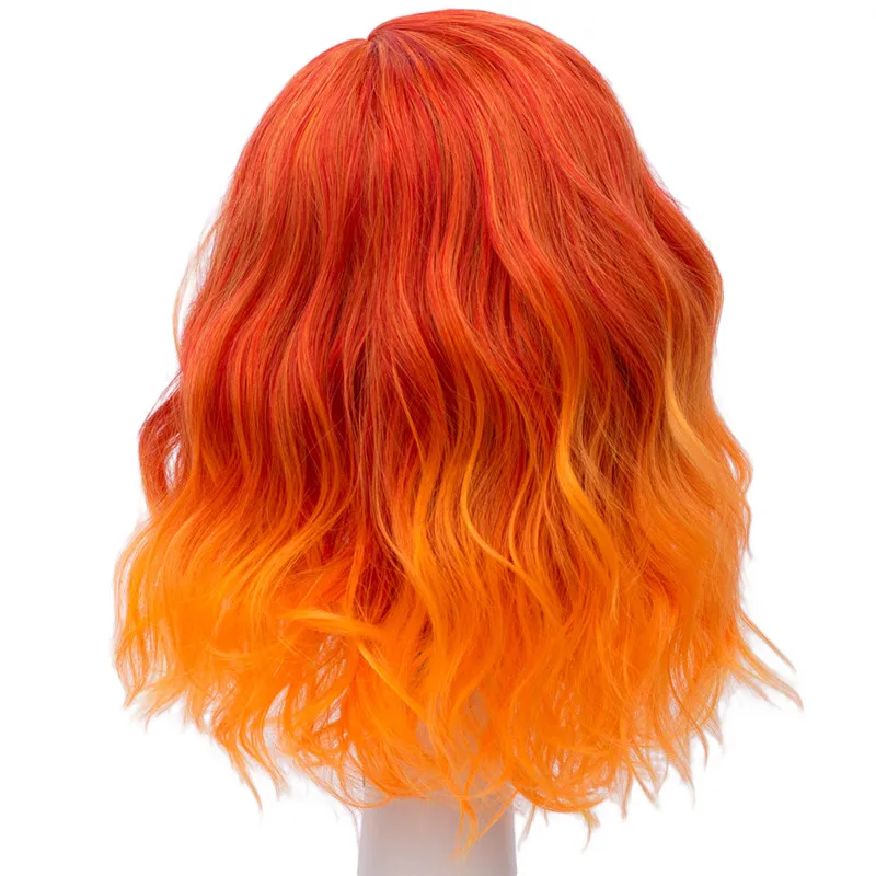 VICWIG Cosplay Wig Short Wavy Synthetic Hair Orange Gradient Wig for Women Heat-resistant Halloween Wig