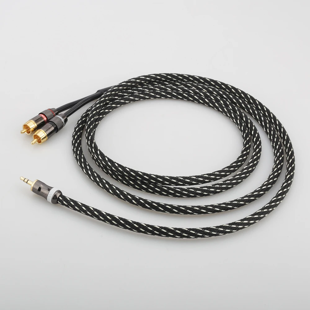Audiocrast 3.5mm to RCA Cable 2-Male RCA to AUX Cable 99.99% 4N-OFC 1/8 to RCA Stereo Cable Audiophiles Headphone RCA Cable