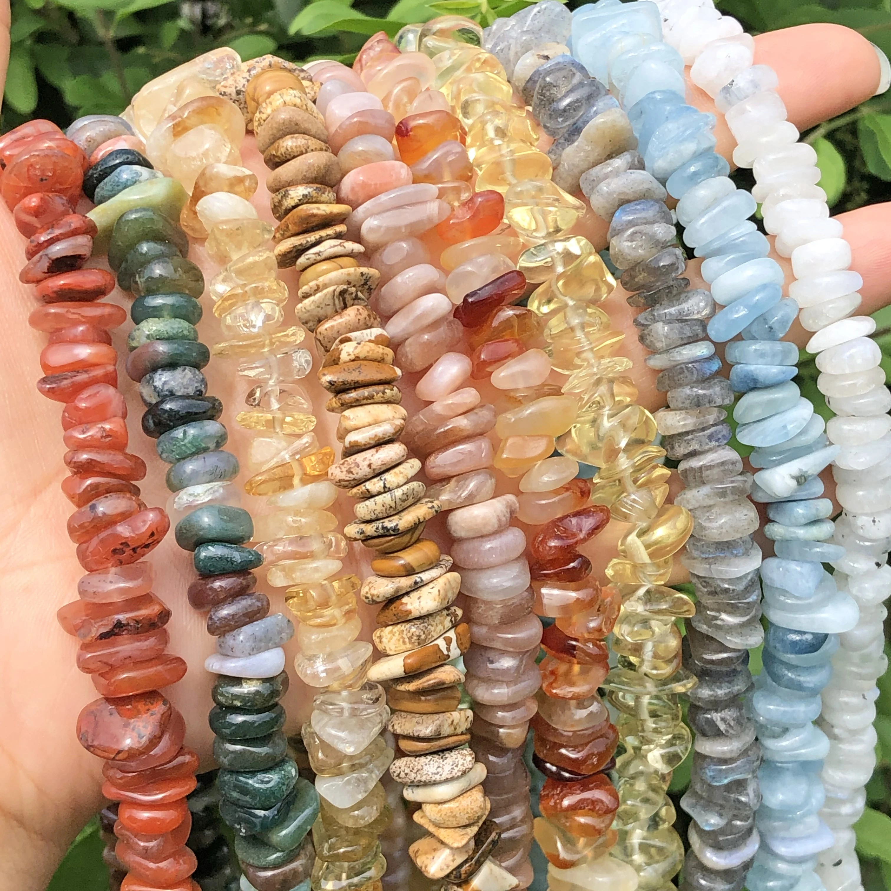 Natural Irregular Labradorite Moonstone Agates Crystal Flat Dondelle Chips Gravel Stone Bead For Jewelry Making DIY Bracelet