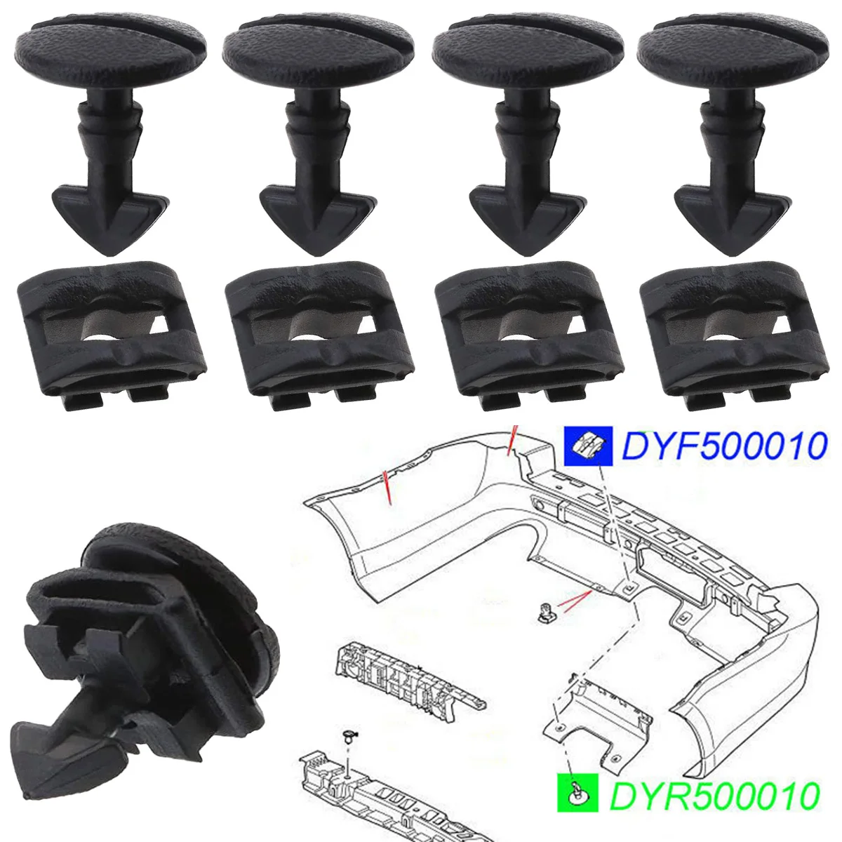 8Pc Achterbumper Turn Lock Twist Clips Tow Eye Cover Voor Land Range Rover Sport Discovery Sport 3 4 LR2 LR3 LR4 Freelander 2