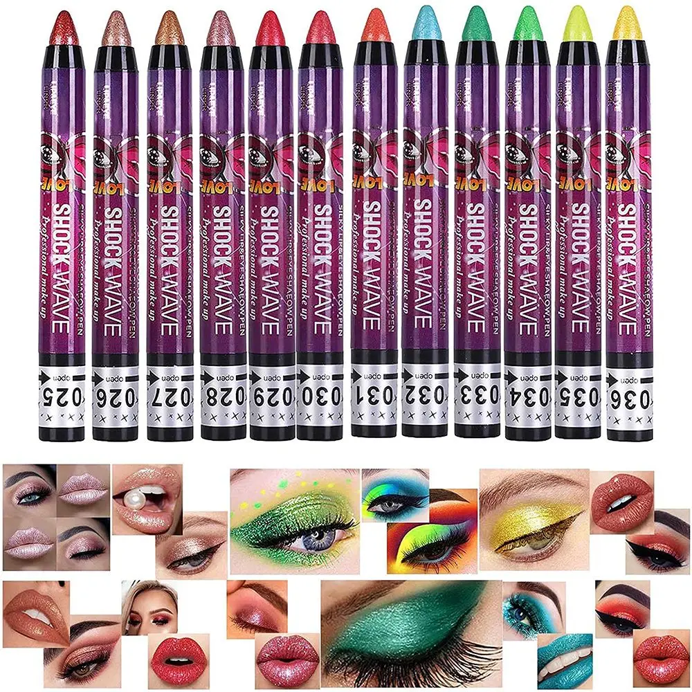 Eyeshadow Colored Gradient Shimmer Lip Pen Eyeshadow Stick Pencil 2 In 1 Waterproof