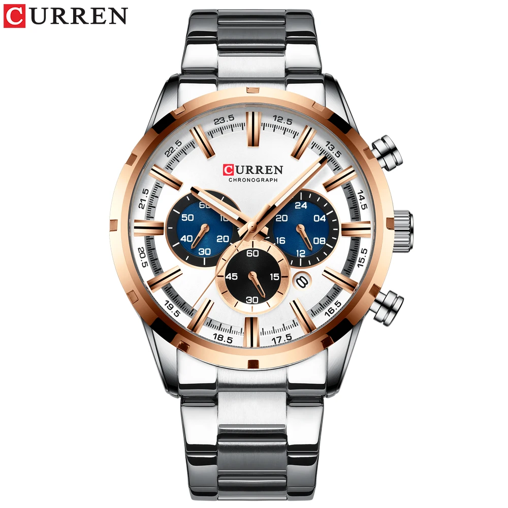 CURREN Mens Watches Top Brand Luxury Fashion Business Quartz Watch Men Sport Full Steel Waterproof Black Clock relogio masculino