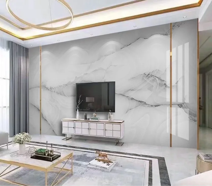 

Abstract White Marble Wallpaper Cloth Papers Painting Large Photo Contact Paper HD Printed Grey Mural