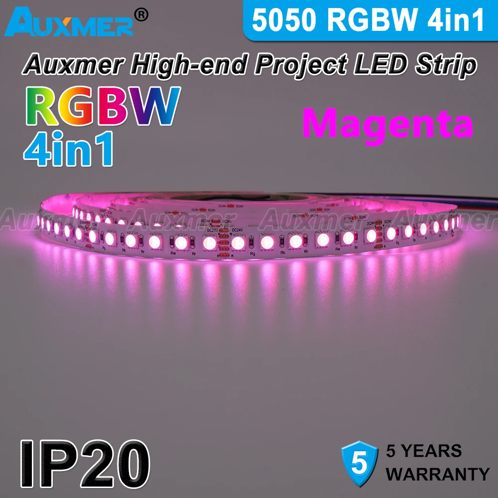 Tira de luces LED RGBW 4 en 1,96LEDs/m o 72LEDs/m o 60LEDs/m,IP20,24V, Color y brillo ajustables, uso en interiores, KTV, bricolaje, 5050