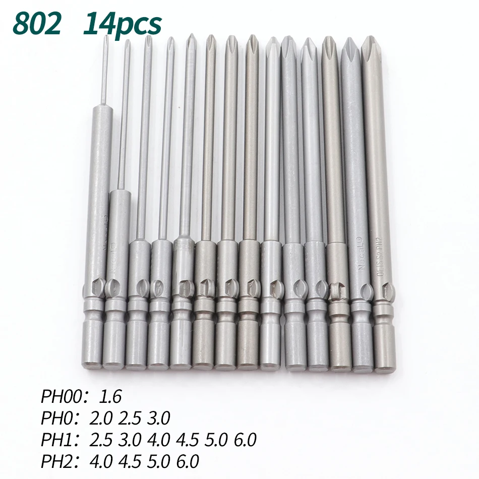 60mm/100mm 802 Phillips screwdriver bit 6mm round handle magnetic screwdriver bit S2 alloy steel screwdriver bit set