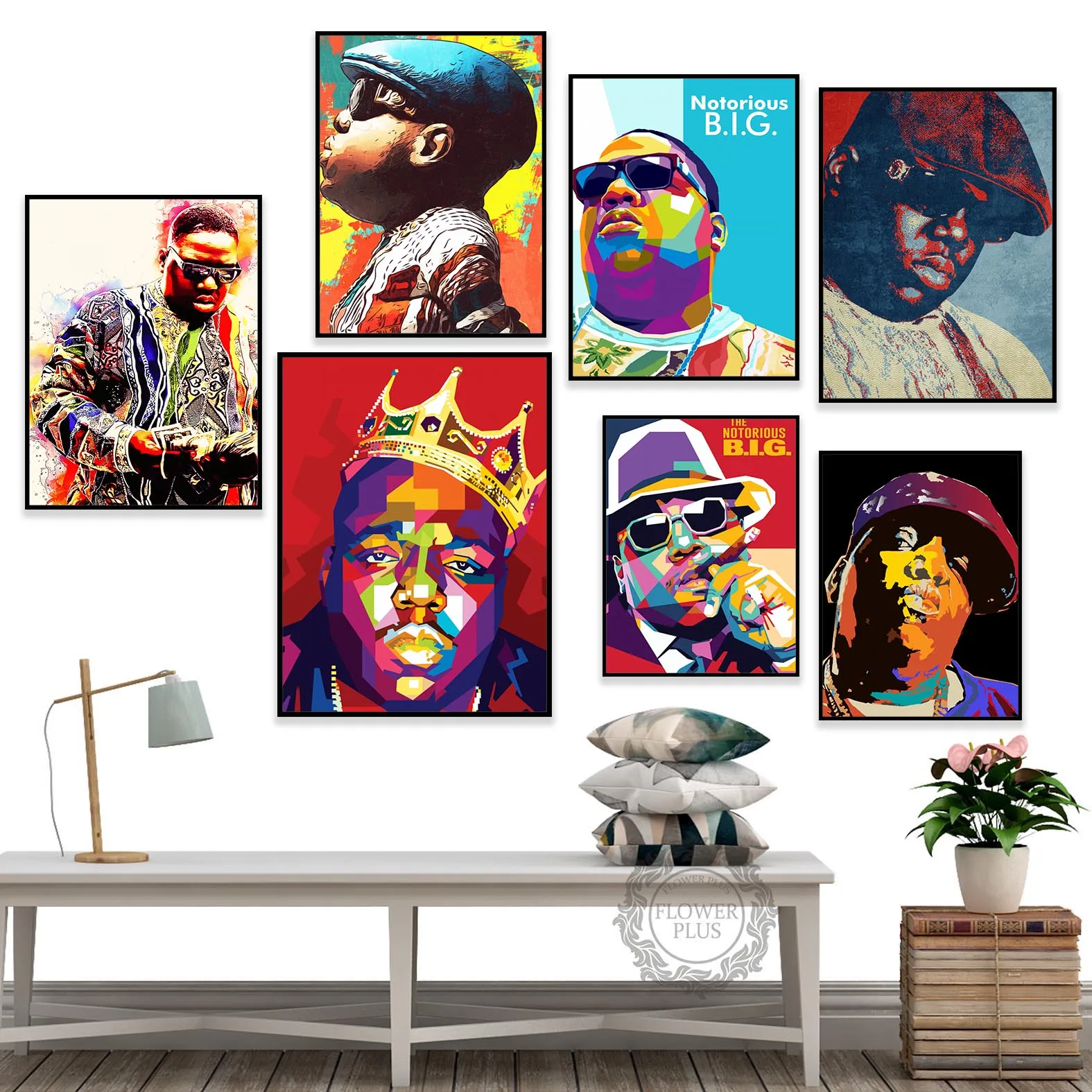 Notorious B.I.G Biggie Smalls Tupac Shakur Rapper King Art Poster Canvas Painting Wall Picture Home Decor quadro cuadros