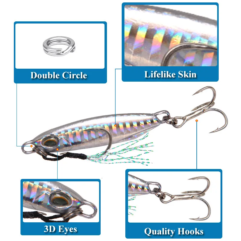 Metal Jig Fishing Lures Winter Bass Fishing Bait Weights 16-32g Jigs Saltwater Vibrator Fish Tackle Isca Artificial For Pike