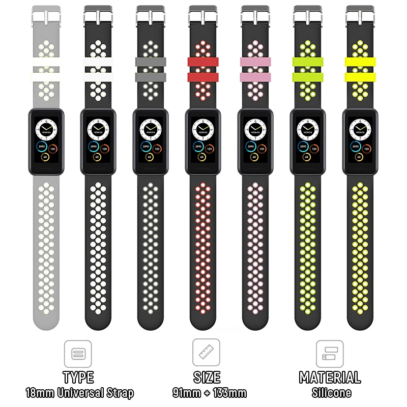 18mm Strap For Realme Band 2 Smart Band Replacement Silicone Strap Hollow Out Surface With Inner Color Bracelet Accessories