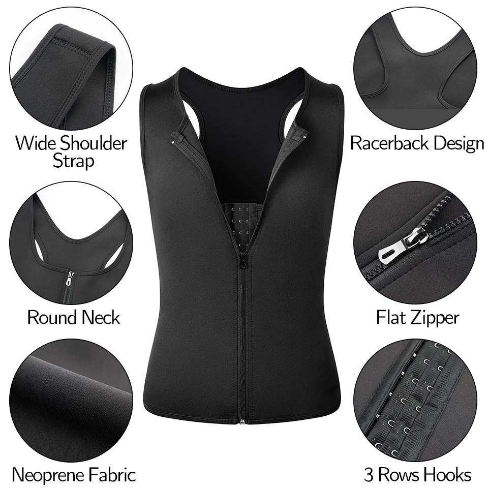 Men Body Shaper Compression Shirt Weight Loss Workout Undershirts Slimming Vest Waist Trainer Tank Tops Shapewear Sauna Suit