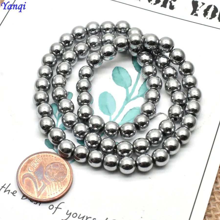 Free Shipping Natural Stone Hematite beads 4 6 8 mm Round Loose beads For Jewelry Making DIY Bracelet 15''