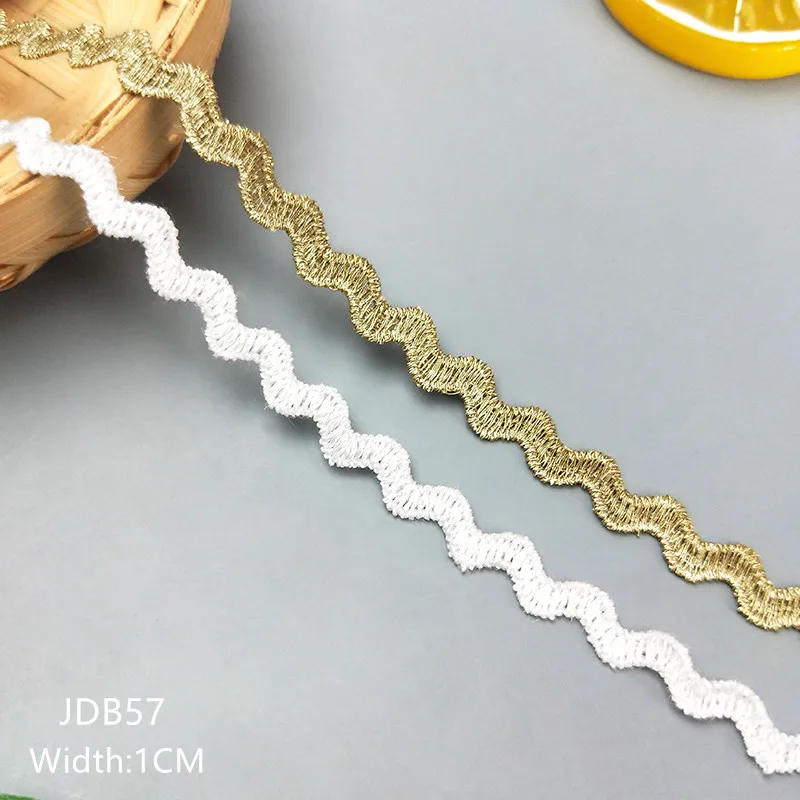 zsbszc neue 16 Yards Breite 1CM genähte goldene Spitzenborte, Flechtspitze, DIY-Bekleidungszubehör, Makramee-Stickereispitze, kostenloser Versand JDB57 – Detail 2