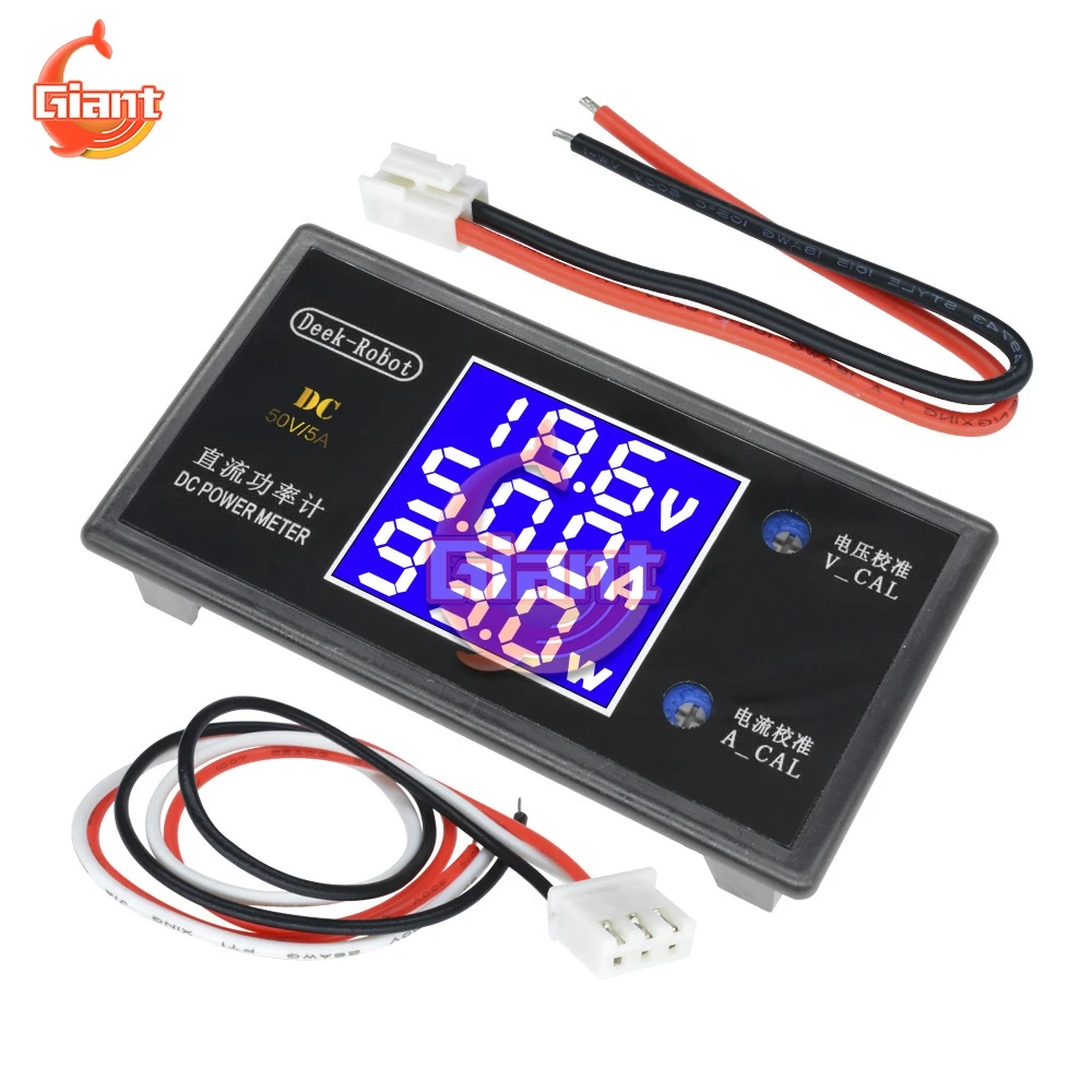 DC 0-50V Digital Voltmeter Ammeter Wattmeter Power Current Voltage Meter Power Detector Monitor Volt Tester Meter 5A 250W 5V 12V