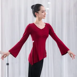 Disfraz de camisa de manga larga para mujer, Ropa de baile, ropa de bailarina, Top de baile latino Oriental dividido, Modal, para adultos