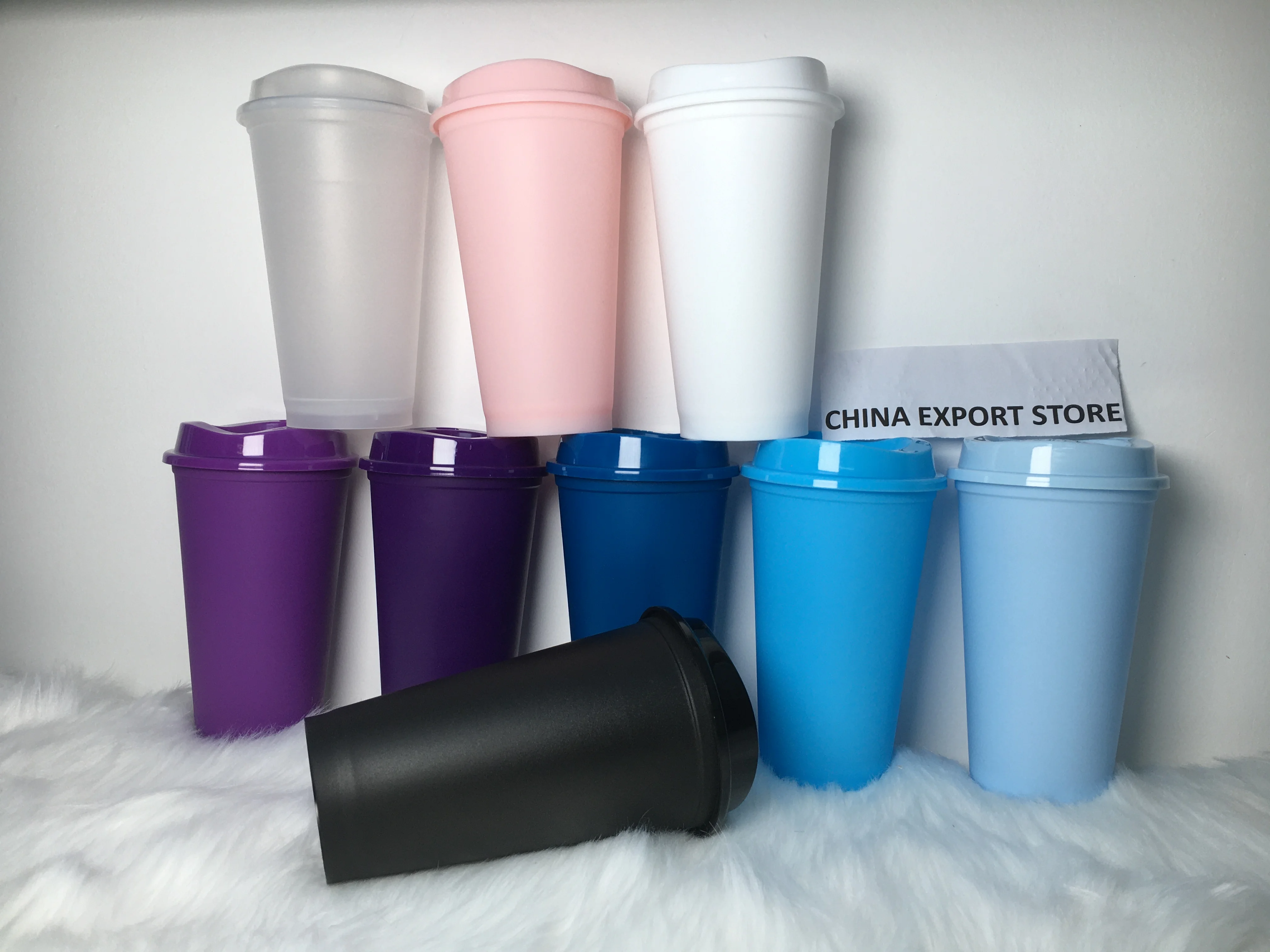 BPA free 473ml 480ml 500ml 16oz blank plain reusable plastic coffee cup travel coffee mug hot cup hot drink cup to go