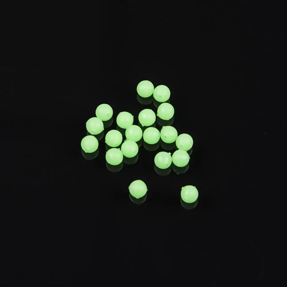 100pcs Hard Glowing Fishing Beads Floats Round Stopper Luminous Beads Fishing Accessories Bulk Float For Night Fishing