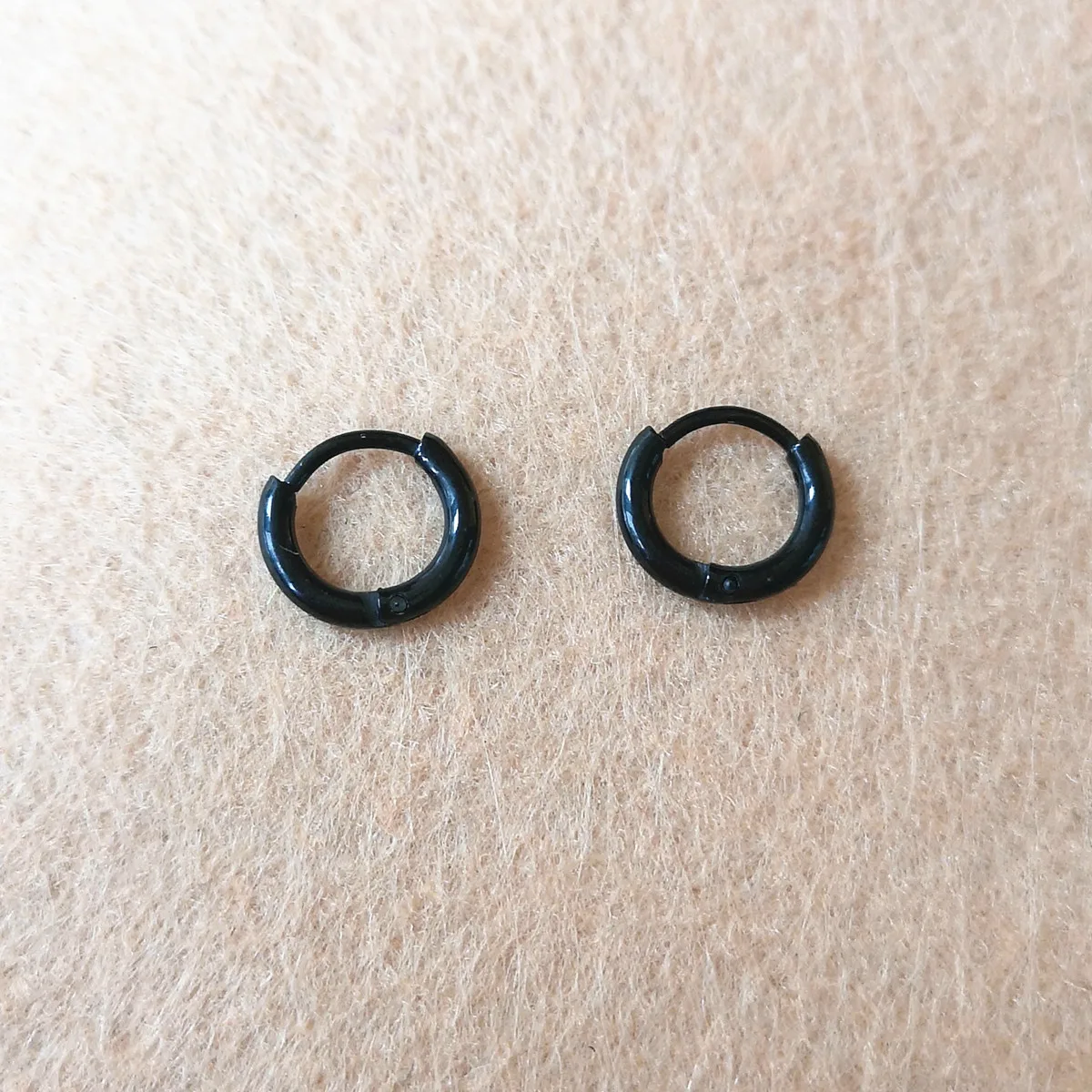 Black Plated Super Small 6mm Hoop Earrings 316 L Stainless Steel No Easy Fade Allergy Free