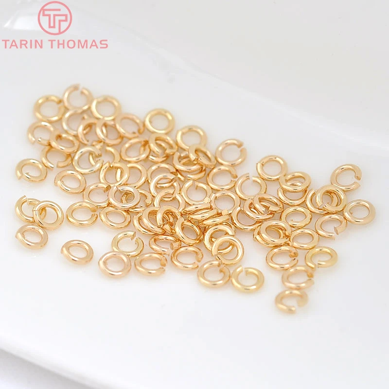 (30347)10g 3*0.5MM 4*0.7MM 5*0.8MM 6*0.9MM 8*1.2MM 10*1.2MM 24K Gold Color Real Gold Color Jump Rings Split Rings High Quality