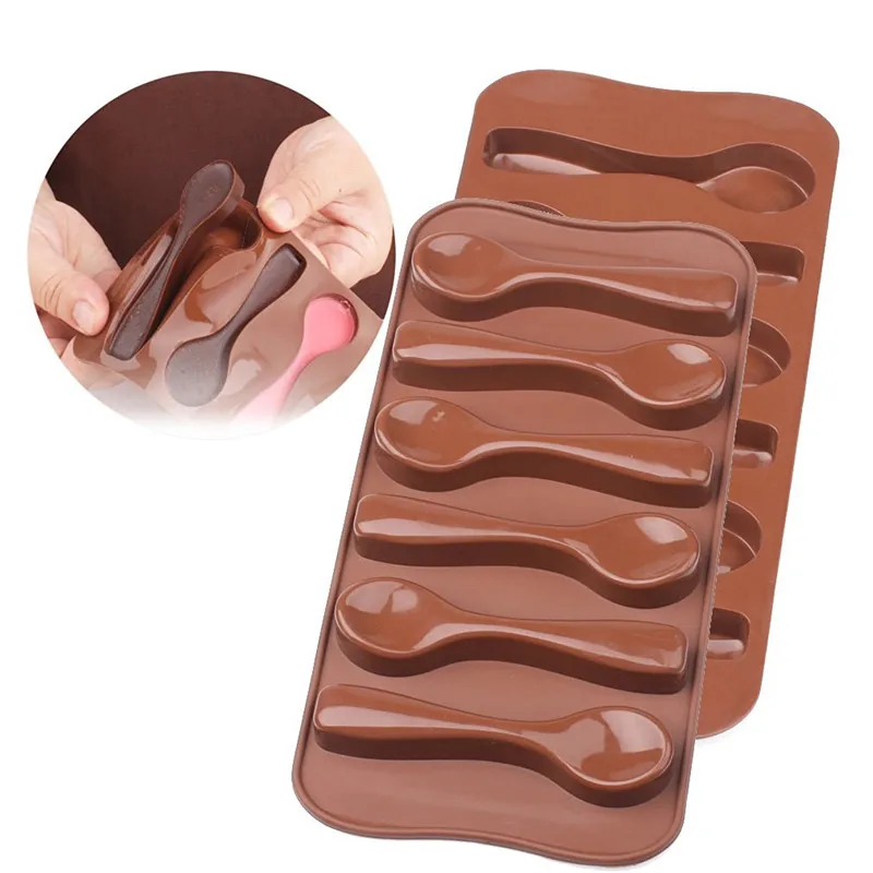 

1 pc 6 Cavity Silicone Spoon Shape Chocolate Jelly Ice Baking Mould Spoon Design Moulds Cake Tool Bakeware Decorating Tools