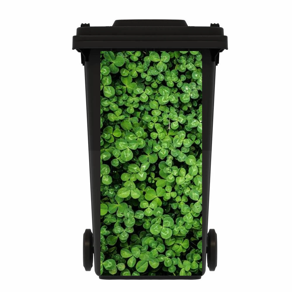 Nordic Style Green Leaf Trash Can Decoration Sticker Waterproof Removable Wallpaper Flower Rubbish Bin Decal Custom Size Kitchen