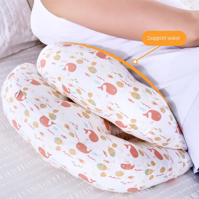 Almohada de maternidad de algodón para mujeres embarazadas, cojín de cuerpo completo en U para dormir, productos de embarazo